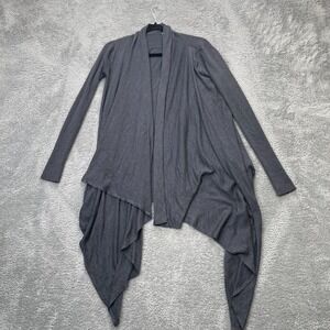 Lululemon Sweater Womens Medium Gray Wrap Cardigan Knit Open Asymmetrical Yoga